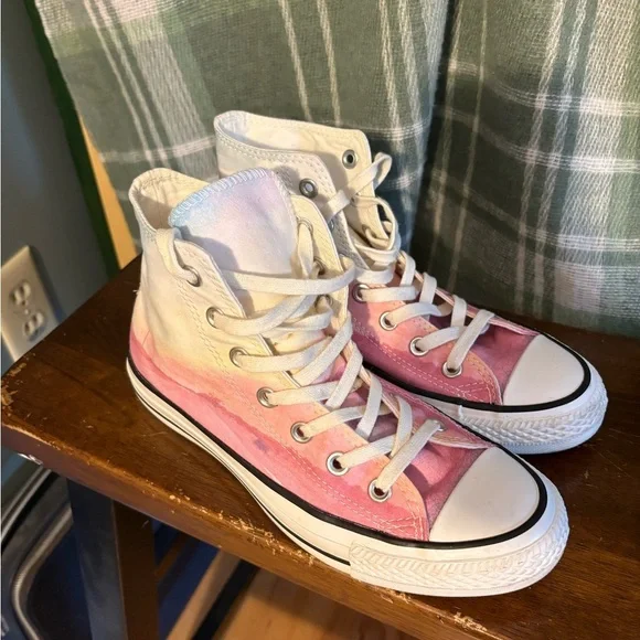 Converse sunset watercolor skyline print high tops 7 - Picture 2 of 7